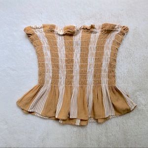 American Eagle Yellow & White Strapless Smock Top